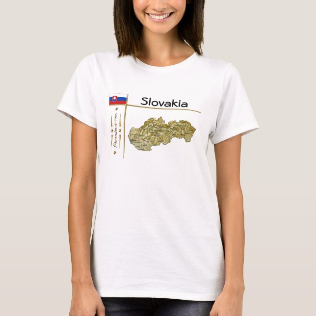 Slovakia Map + Flag + Title T-Shirt (Front)