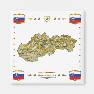Slovakia Map + Flags Magnet