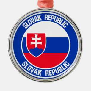 Slovakia Round Emblem Metal Tree Decoration