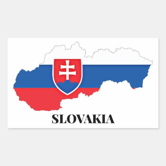 SLOVAKIA SILHOUETTE, LABELED, RECTANGULAR STICKER (Front)