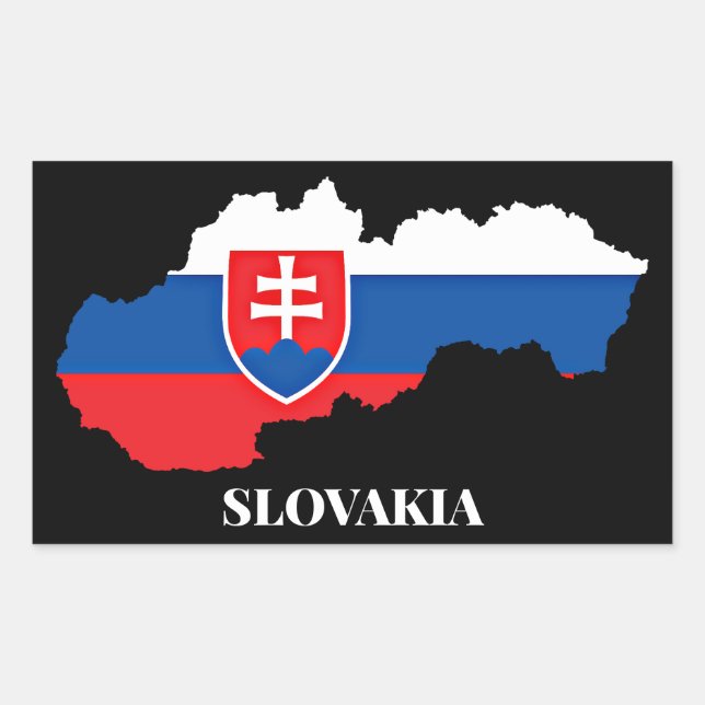 SLOVAKIA SILHOUETTE, LABELED, RECTANGULAR STICKER (Front)