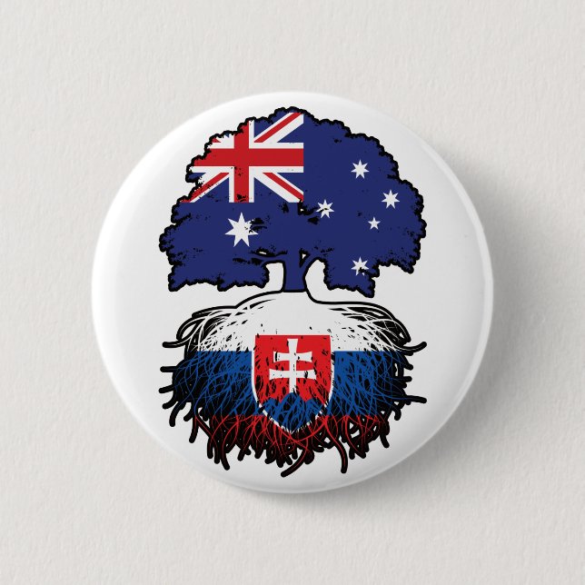 Slovakia Slovakian Australian Australia Tree Roots 6 Cm Round Badge (Front)