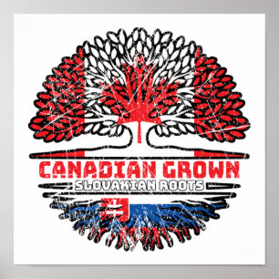 Slovakia Slovakian Canadian Canada Tree Roots Flag Poster