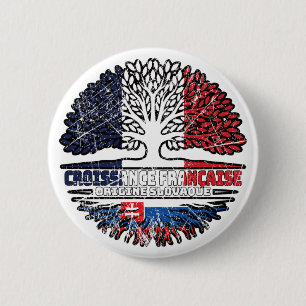 Slovakia Slovakian French France Tree Roots Flag 6 Cm Round Badge