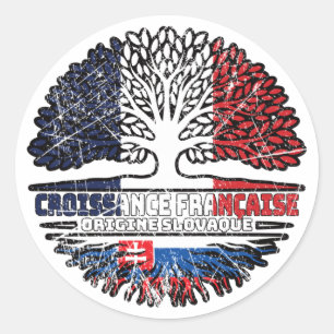 Slovakia Slovakian French France Tree Roots Flag Classic Round Sticker