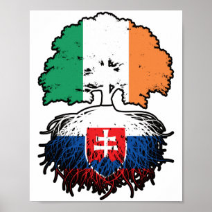 Slovakia Slovakian Irish Ireland Tree Roots Flag Poster