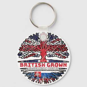 Slovakia Slovakian Uk United Kingdom British Tree Key Ring