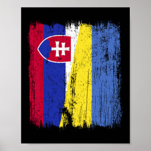 Slovakia Ukraine Half Flag Slovakian Ukrainian Her Poster