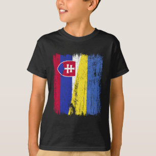 Slovakia Ukraine Half Flag Slovakian Ukrainian Her T-Shirt
