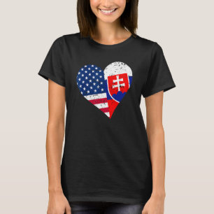 Slovakia USA Heart Shirt Distressed Slovakian Amer