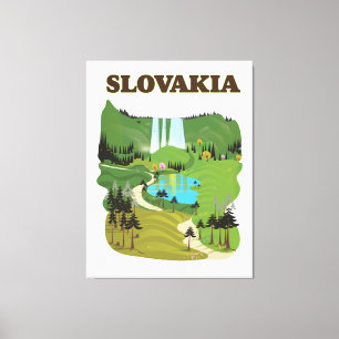 Slovakia Vintage style travel poster. Canvas Print