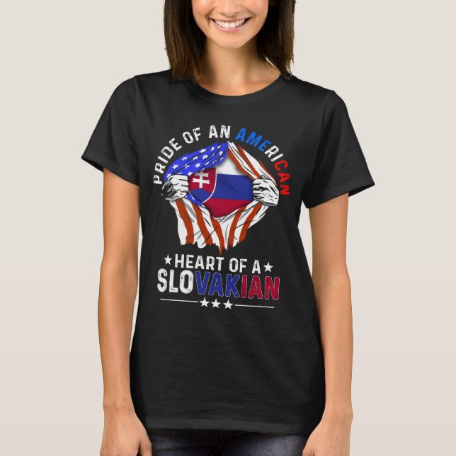 Slovakian American Foreign Slovakia Flag T-Shirt (Front)