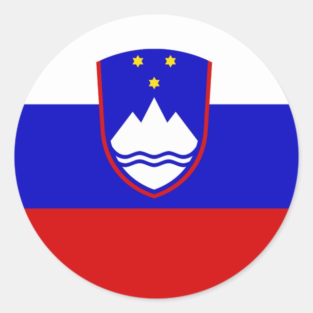 Slovene Flag & Coat of Arms, Flag of Slovenia Classic Round Sticker (Front)