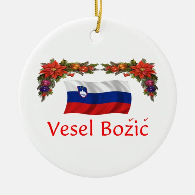 Slovenia Christmas Ceramic Tree Decoration (Front)