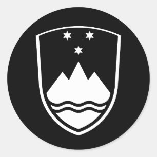 Slovenia coat of arms, simple, black and white classic round sticker