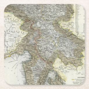 Slovenia, Croatia Square Paper Coaster