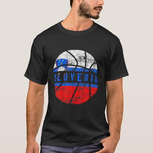 Slovenia Flag Basketball Slovene Team Fan Lover T  T-Shirt (Front)