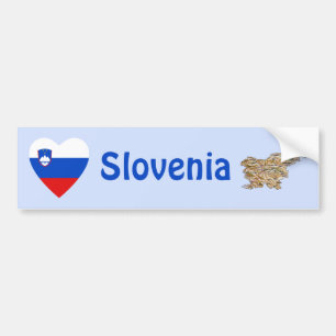 Slovenia Flag Heart + Map Bumper Sticker
