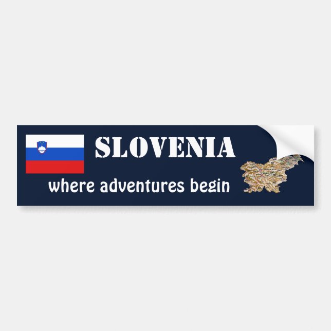 Slovenia Flag + Map Bumper Sticker (Front)
