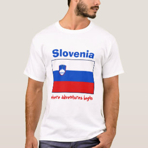 Slovenia Flag + Map + Text T-Shirt