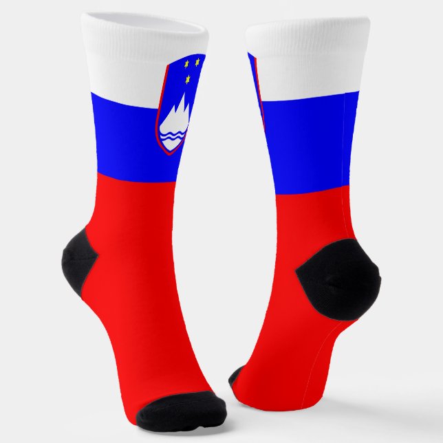 Slovenia Flag Patriotic Slovenian National Pride Socks (Angled)