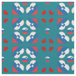 Slovenia Flag & Slovenia Heart fashion Fabric