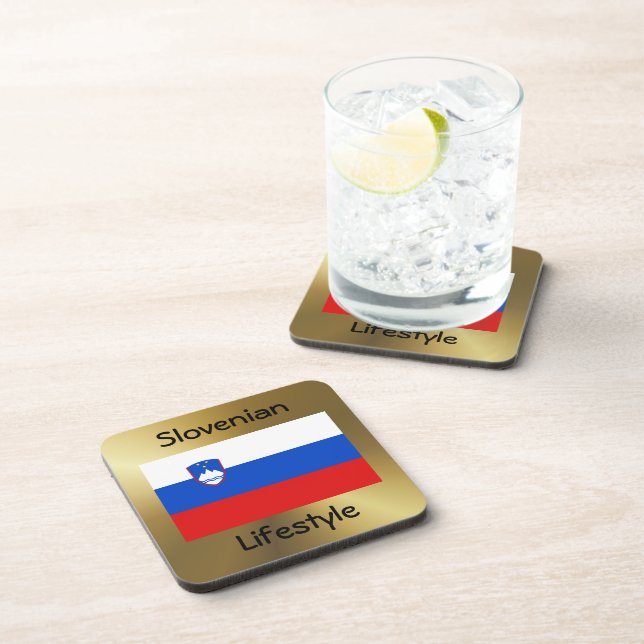 Slovenia Flag+Text Coaster (Right Side)