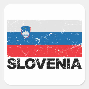 Slovenia Flag Vintage Square Sticker