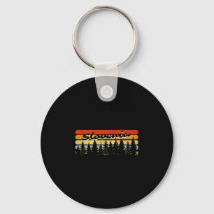Slovenia Forest Sunset Trees Cabin Vacation Souven Key Ring