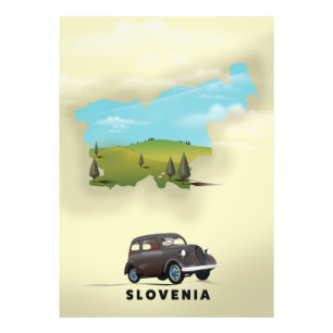 Slovenia Illustrated map travel poster