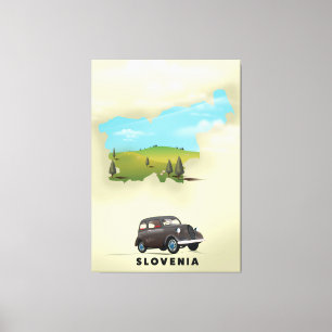 Slovenia Illustrated map travel poster Canvas Print