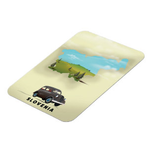 Slovenia Illustrated map travel poster Magnet