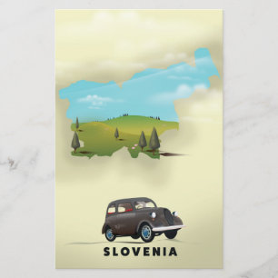 Slovenia Illustrated map travel poster Stationery