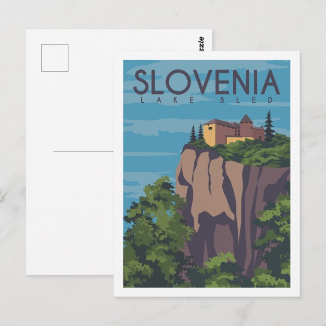 Slovenia Lake Bled Travel Place Illustration Postcard (Front/Back)