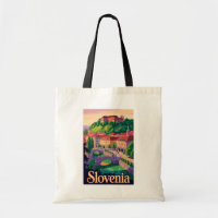 Slovenia Ljubljana Bridge Illustration Travel Art