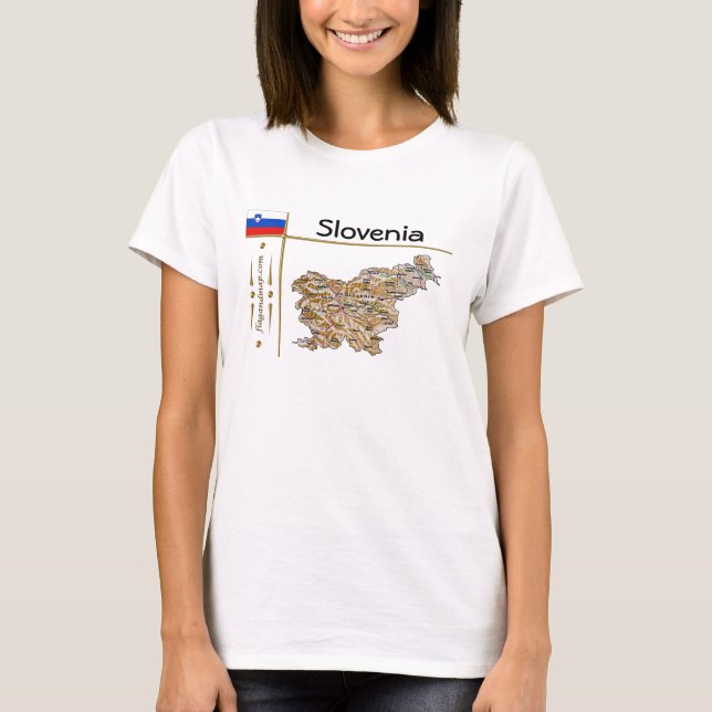 Slovenia Map + Flag + Title T-Shirt (Front)