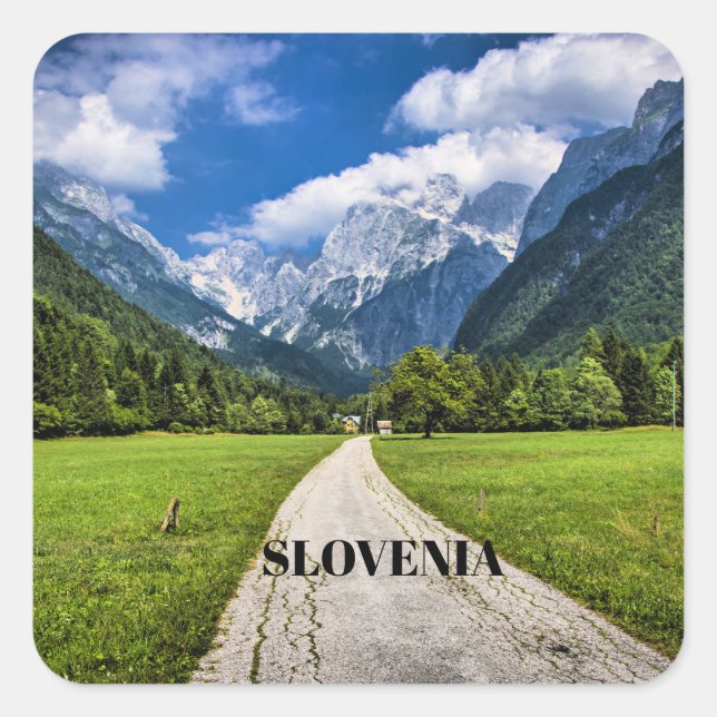 Slovenia, scenic photograph with Alps Square Sticker (Front)