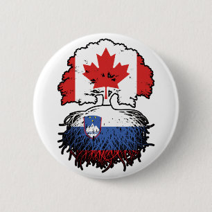 Slovenia Slovenian Canadian Canada Tree Roots Flag 6 Cm Round Badge