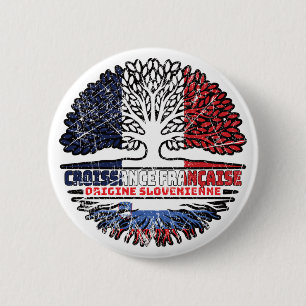 Slovenia Slovenian French France Tree Roots Flag 6 Cm Round Badge