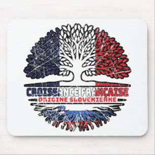 Slovenia Slovenian French France Tree Roots Flag Mouse Mat