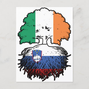 Slovenia Slovenian Irish Ireland Tree Roots Flag Postcard