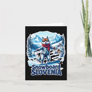 Slovenia Snowboarding Wolf With Mountains Card