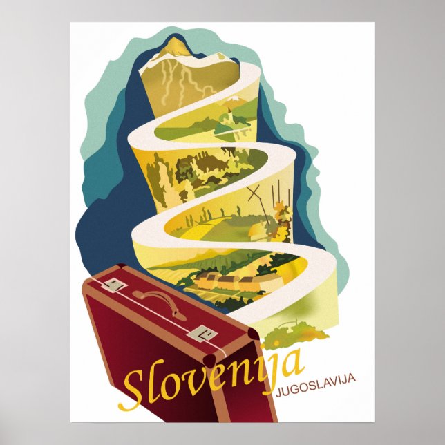 Slovenia, Yugoslavia, vintage travel Poster (Front)