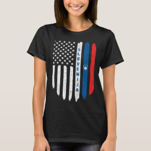 Slovenian American Flag Slovenia Root Dad T-Shirt