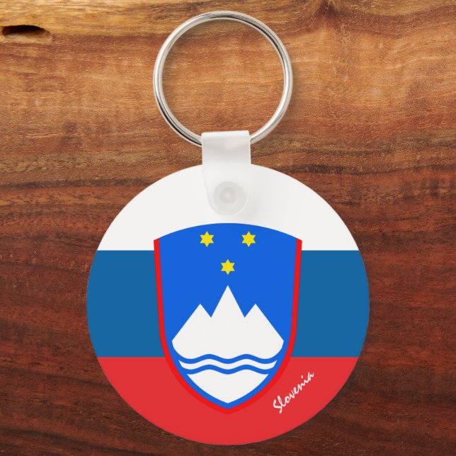 Slovenian flag, emblem & Slovenia holiday / sports Key Ring (Front)