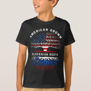 Slovenian Roots American Grown Tree Family Heritag T-Shirt