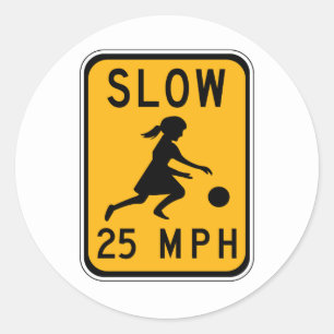 Slow 25 MPH, Traffic Warning Signs, USA Classic Round Sticker