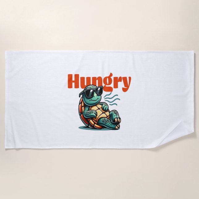 Slow and Hungry – Cool Turtle Beach Towel (Front)