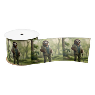 "Slow and Steady: A Sloth Dressed for Golf Satin Ribbon