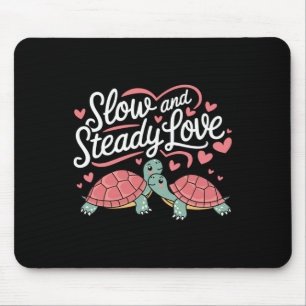 Slow And Steady Love Cute Turtle Couple Lover Vale Mouse Mat
